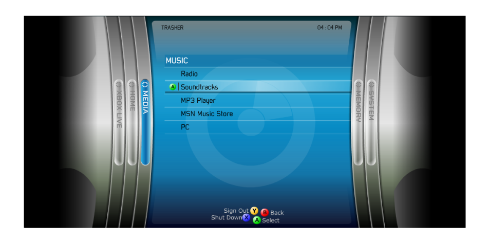 Xbox 360 Blades Dashboard UI Mid-Fi Wireframe – Ton Hanchai Portfolio